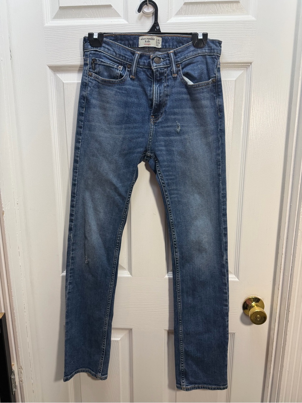 abercrombie kids Slim Straight Jeans in Medium Blue Wash